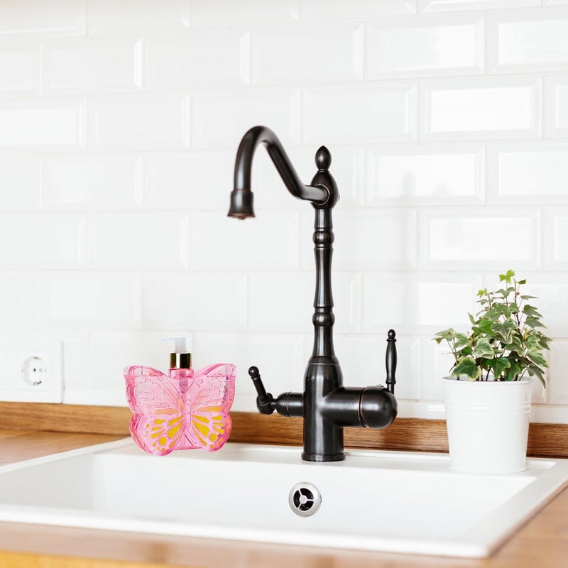 simple pleasures Pink Butterfly Honeysuckle Scented Liquid Hand Soap Dispenser - Plastic Novelty Decorative Refillable Hand Pump for Kitchen Countertops and Bathroom Sinks 500ML - Image 3